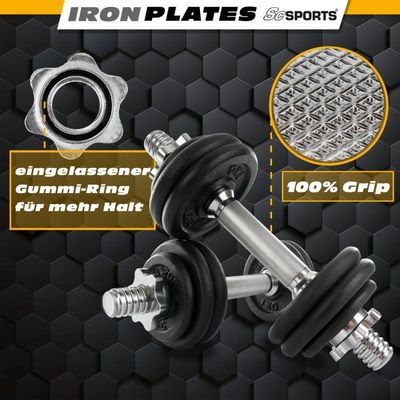 Set D'haltères Avec Barre Et Disques Plastifiés – Poids Total 30 Kg – Acier Chromé, Charge Max 120 Kg, Pour Home Gym - 2