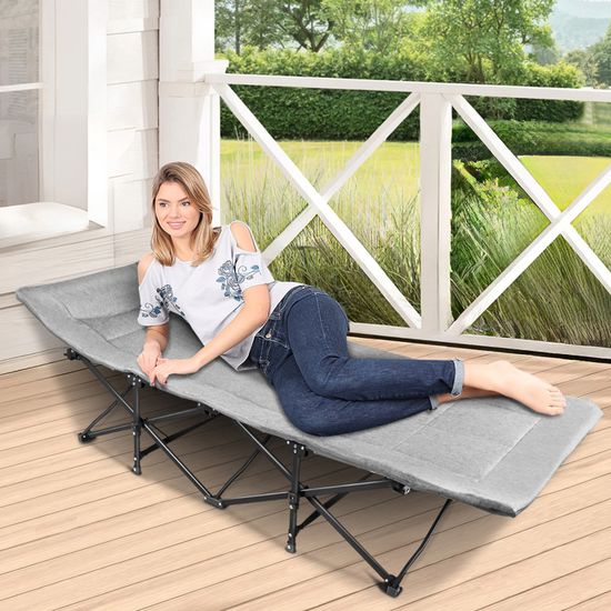 Lit De Camp Pliant Avec Matelas – Armée / Camping – Gris 180x62x29 Cm – Marque Générique
