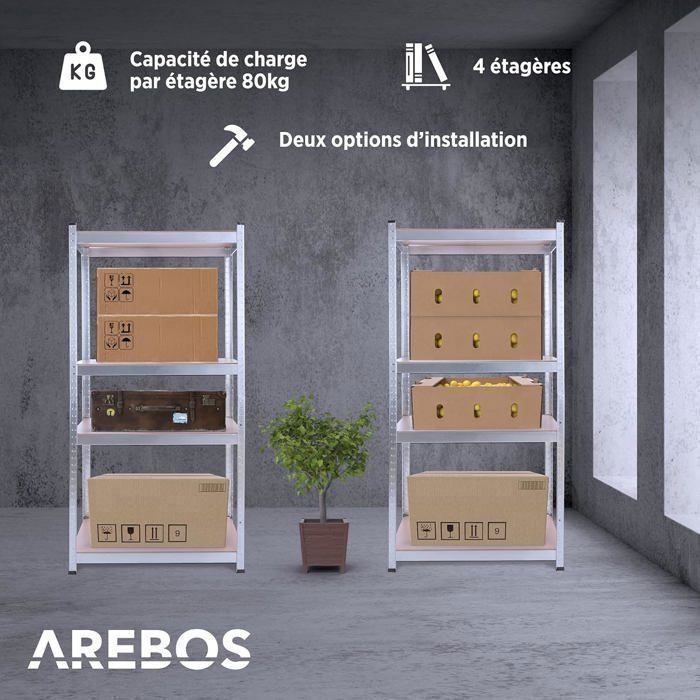 Étagère Charge Lourde AREBOS 875kg - 2 Pièces 180x90x30cm 5 Niveaux Métal Galvanisé MDF - Rangement Robuste