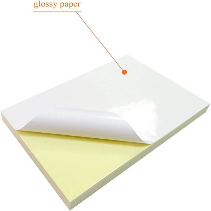 Etiquette,Papier autocollant A4 blanc mat brillant pour imprimantes à jet  d'encre ou Laser, économique, 15 feuilles- 15 Inkjet A4