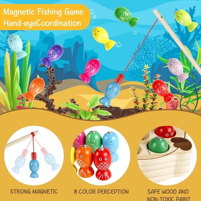 JoyPlus Jouet Enfant 2 Ans, Jouets en Bois Jeu de Pêche Magnetique
