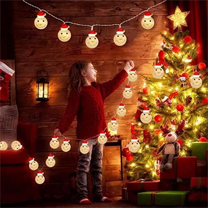 Guirlande Lumineuse Bonhomme de Neige de Noël,Guirlande Lumineuse à Piles  avec 10 LED,pour Intérieur Extérieur Sapin de Noël [O3245] - Cdiscount  Maison