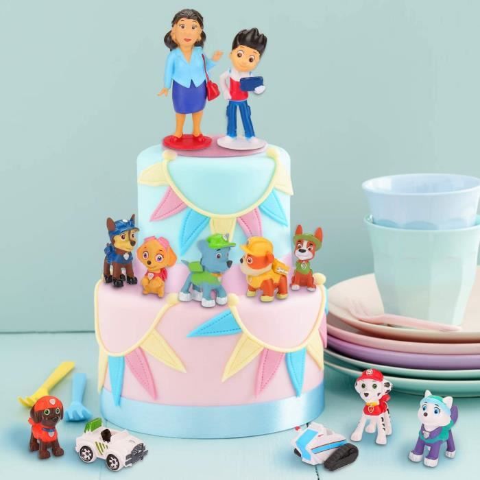 13 Figurines Pat Patrouille Pour Gâteau - Déco Anniversaire Enfant - PVC Non Toxique - Lot Avec Topper