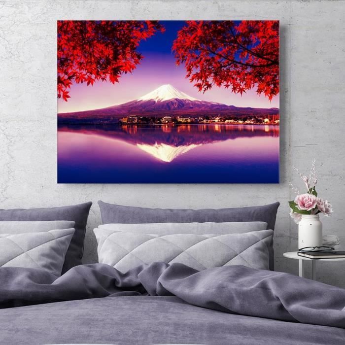 Tableau Toile Impression Paysage Montagne Et Rivière - 80 X 160 Cm, Sans Cadre - Décoration Murale Salon, Chambre - 3