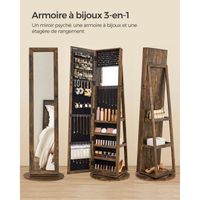 Songmics Armoire à Bijoux Avec Miroir Sur Pieds, Verrouillable, Avec 6 Led Rangement Bijoux Pivotant A 360  Miroir Psyche Sans Cadre 3 Etageres De Rangement Blanc Boise Jjc007w01 Jjc007w01