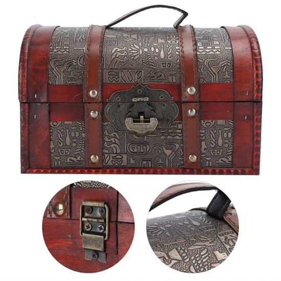 Mxzzand Coffre Au Trésor Boîte De Rangement En Bois Vintage Coffre à