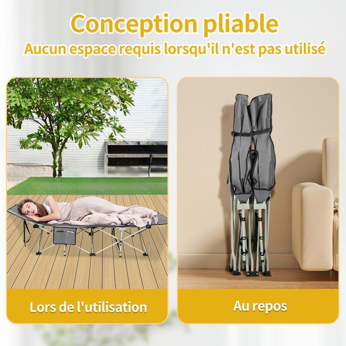 Lit De Camp Pliable Lit De Camp HEROGEAR Pliable - Matelas Intégré, Confort Camping Ou Invités Lit Invité Dépliable