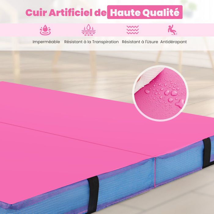 COSTWAY Turnmat, inklapbaar, 122 x 122 x 10 cm zachte vloermat, inklapbare & draagbare gymnastiekmat, vierkante sportmat van PU-bekleding met draaggrepen, yogamat voor binnenshuis voor kinderen