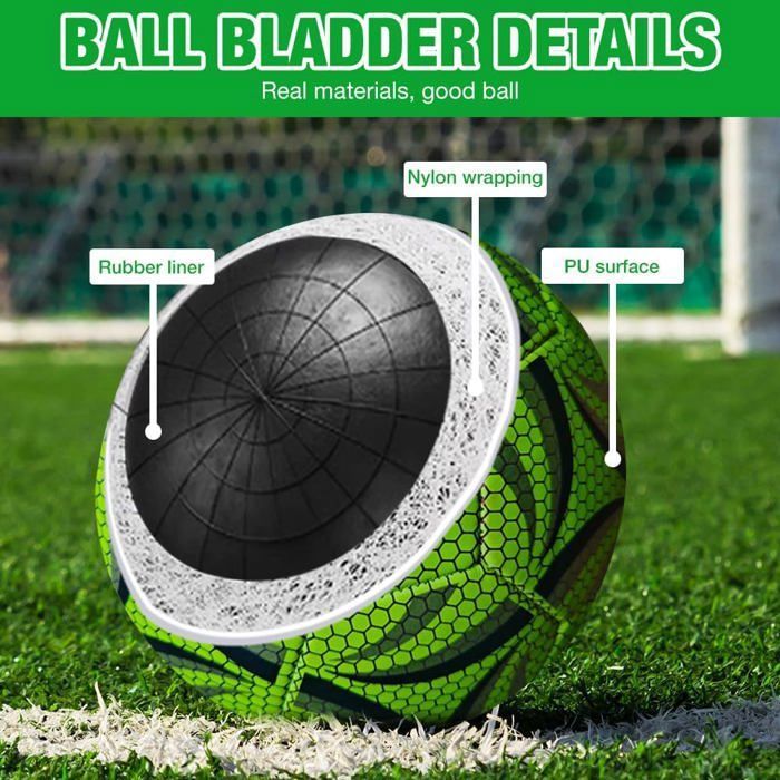 Ballon de football incurvé en caoutchouc pour enfants avec pompe et sac de rangement