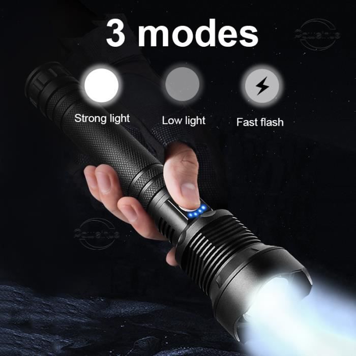 BESTA - Lampe de Poche LED Ultra Puissante, USB Rechargeable CREE