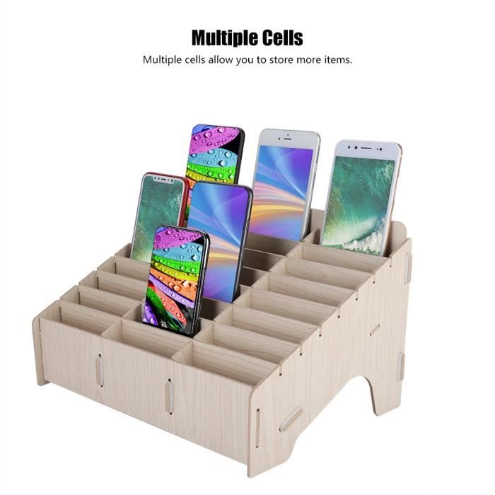 Cabilock Boîte De Rangement En Bois 30 Compartiments - Téléphones, Bureau, École, Cartes - Noir