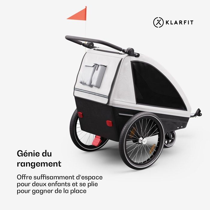 KLARFIT Remorque vélo GoKiddo Remorque-poussette pliante freins