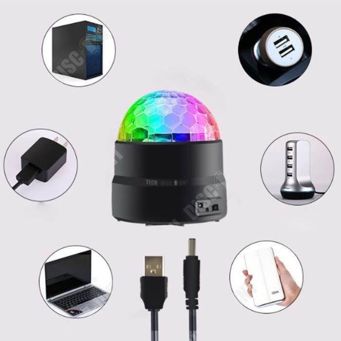Bracelet Boule Disco LED (Lot De 8) - 5 Modes Lumineux + Commande Vocale - Rechargeable USB - Pour Fêtes, Voiture