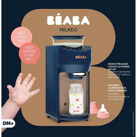 Milkeo Night blue Pr/éparateur Biberon Instantan/é et Automatique Dose Et M/élange lEau et la Poudre dun seul geste B/ÉABA