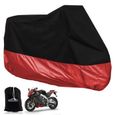 Housse De Protection Respirante Couvre-Moto Velo VTT Scoote Moto Bache Étanche Et Anti-UV Sac de Rangement Noir/ Rouge Taille XL-0