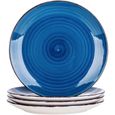 vancasso, Série Bella, 4 Pièces Assiette Plate à Dîner, Assiette Colorée en Porcelaine, Motif Cercle Arbre- 27cm -0