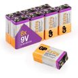 Piles 9V - Lot de 8 Piles | GP Extra | Batterie 9v alcaline 6f22-6lr61 |Longue durée, très puissantes, utilisation quotidienne-0