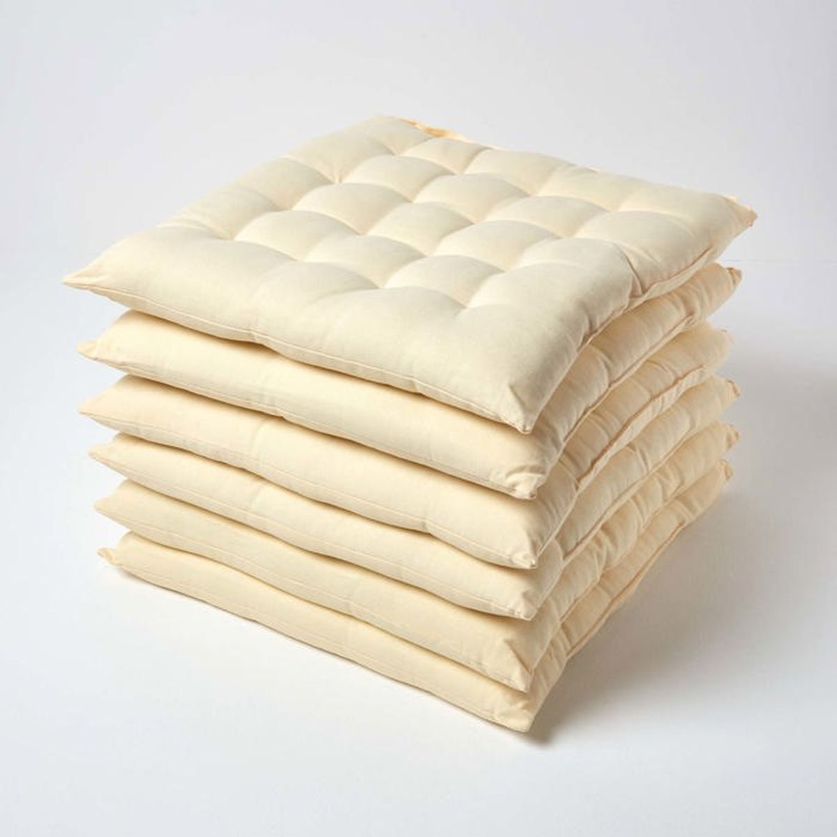 Lot de 6 Galette de Chaise Capitonnée 40 x 40 cm Crème  Cdiscount Maison
