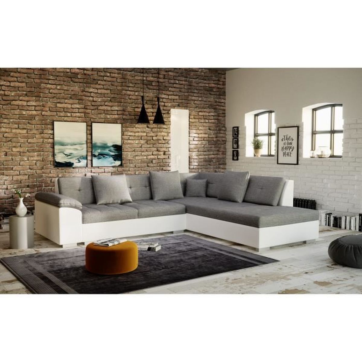 Canape Angle Gris Et Blanc Achat Vente Pas Cher
