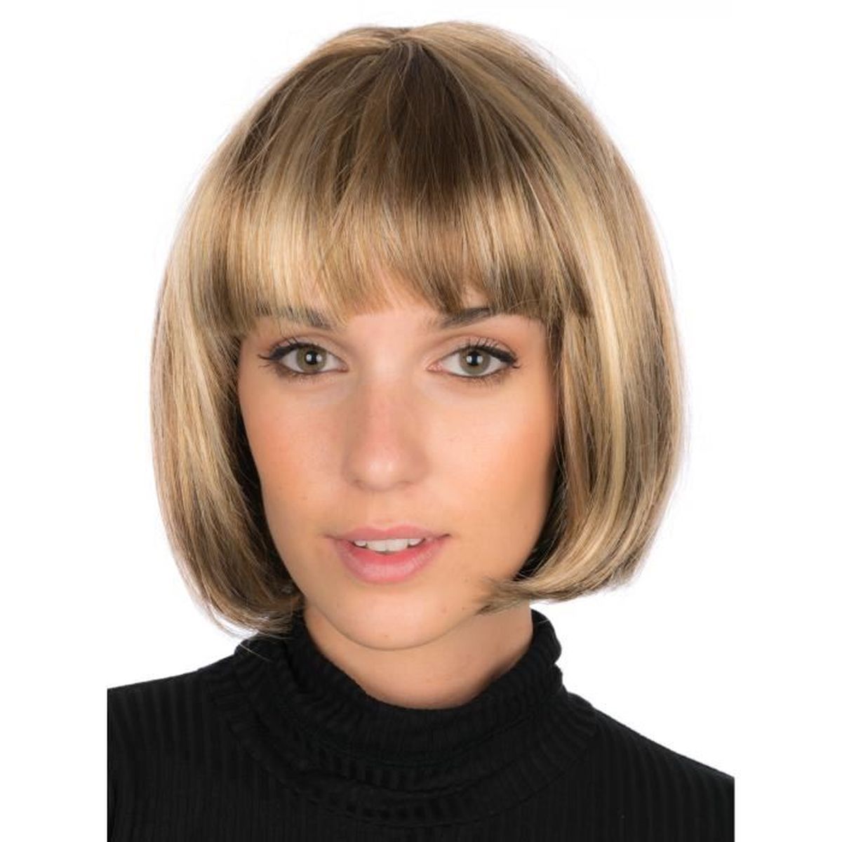 Perruque Blonde De Luxe Carre Plongeant Avec Frange Tres