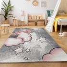 SIMPEX Tapis enfant doux Bear nuage étoiles motif tapis rectangle rond gris rose blanc [160x230 cm]