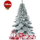 COSTWAY Arbre de Noël Artificiel à Flocons de Neige 180cm avec Charnières,Support Métallique Pliable Non Lumineux Décoration de