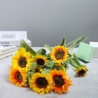Shipenophy bouquet de tournesol artificiel Tissu en soie de fleur de Simulation de tournesol artificiel, deco sechee 7 succursale