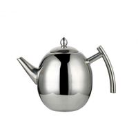 Bouilloire en acier inoxydable avec couvercle, thé et café avec passoire amovible pour feuilles et sachets de thé argent 1500ML