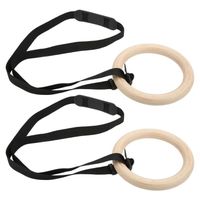 Atyhao anneaux d'exercice de traction 1 paire d'anneaux de gymnastique en bois avec sangles à boucle réglables capacité de 330 lb