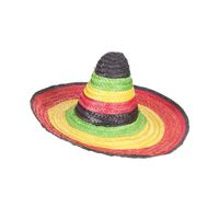 Sombrero Mexicain multicolore adulte - Marque - Bordure et pointe noire - Paille naturelle