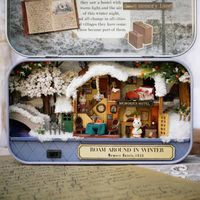 HURRISE Maison de poupée DIY Boîte Miniature faite à la main, maison de poupée, thème du bon vieux temps, Mini maison deco carte