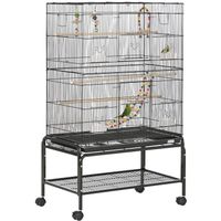 Cage à oiseaux sur roulettes  79x49x133cm Noir
