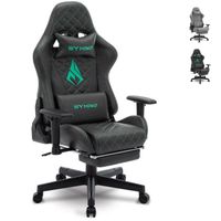 Symino Gaming Chair - Chaise de Bureau Ergonomique Design Racing, Cuir PU Rétro, Chaise de jeu Avec Repose-Pieds, Noir