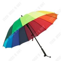 TD® Parapluie arc-en-ciel super grand parapluie automatique à long manche hommes et femmes parapluie à manche droit 16 côtes