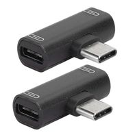 TMISHION adaptateur USB 2PCS Type-C Convertisseur Splitter Double 2 En 1 vers Casque Adaptateur Chargeur Audio USB Noir (Noir)
