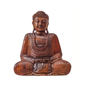 Main de Bouddha / Présentoir à bagues en bois sculpté teinte noire Noir