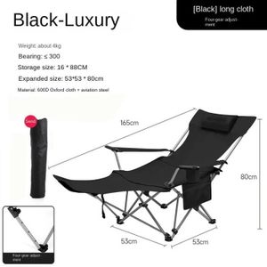 CHAISE DE CAMPING 4 blocs noir - Chaise de camping portable pliante 