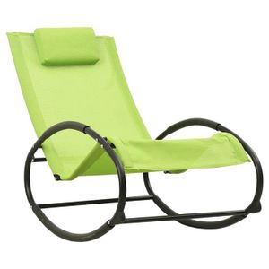 CHAISE LONGUE Transat chaise longue bain de soleil lit de jardin terrasse meuble d exterieur avec oreiller acier et textilene vert