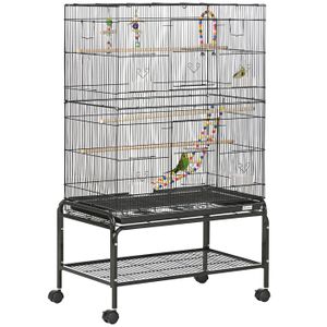 VOLIÈRE - CAGE OISEAU PawHut - Cage à oiseaux - Métal - 79x49x133cm - Noir