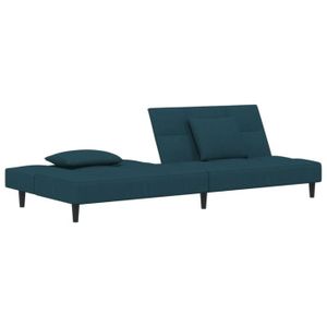 CANAPE CONVERTIBLE KIT Canapé-lit à 2 places avec deux oreillers bleu