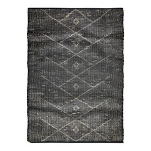 TAPIS DE COULOIR CHIC TRIBAL - Tapis en jonc de mer motif tribal noir 160 x 230 cm