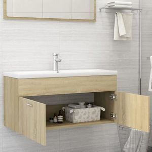 COLONNE - ARMOIRE SDB Meuble de salle de bain - VINGVO - Armoire d'évier Chêne sonoma - Porte(s) et tiroir(s) - Contemporain - Design