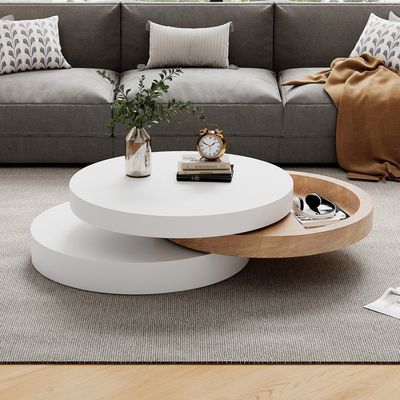 Table basse ronde en pierre blanche scandinave sans perçage avec base en acier résistant aux rayures Table à café