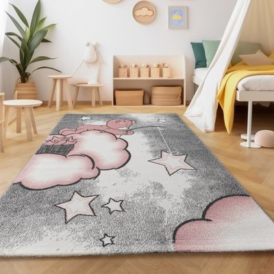 The Carpet Happy Life Tapis De Jeu Lavable Motif Chiffres Rose 160x220 Cm