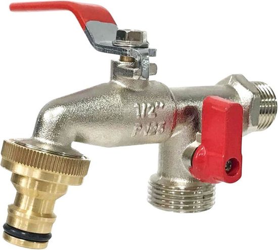 Robinet De Jardin Double Sortie En Laiton – 2 Connexions Simultanées – Résistant Rouille Et Gel – Pour Arrosage Et Machines