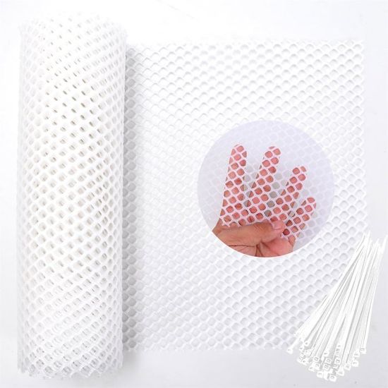Clôture En Maille Plastique Noir - 6 M X 40 Cm, Maille 0,9 Cm - Avec 60 Serre-câbles - Pour Balcon, Poulailler, Protection Plantes
