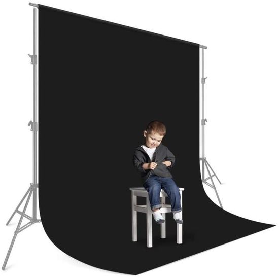 Fond Studio Photo Noir UTEBIT 1,5x2m - Toile Polyester Mat Pour Portrait Et Vidéo