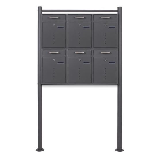 Caisson Boite Aux Lettres Brique 2 Largeur 3 Hauteur Avec Toit Et Support Noir 201x67x38 Cm Hxlxp main image 0