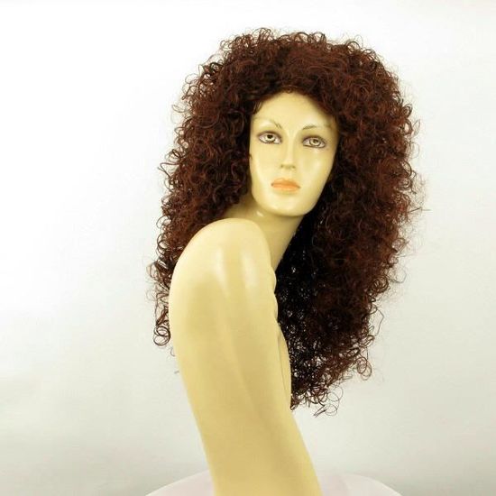 Perruque Longue Bouclée Châtain Doré - Modèle Emeline 6T24B - Synthétique, Taille Moyenne