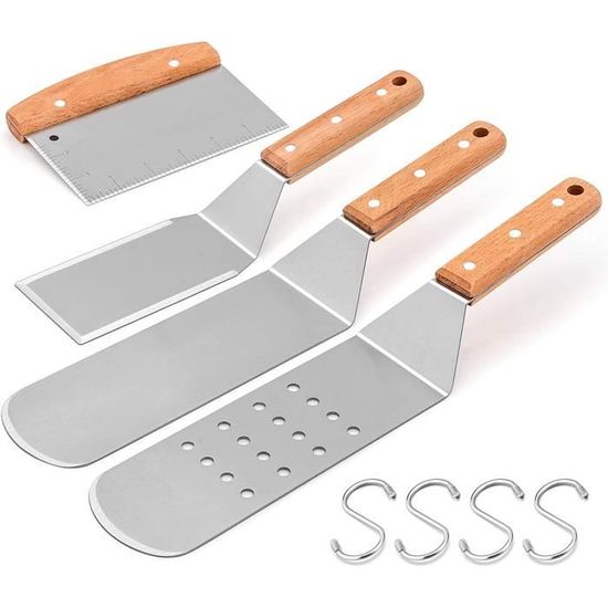 Ensemble Spatules Barbecue Anmarko - Spatule Longue Inox Grattoir Crêpes Pizza Smash Burger
